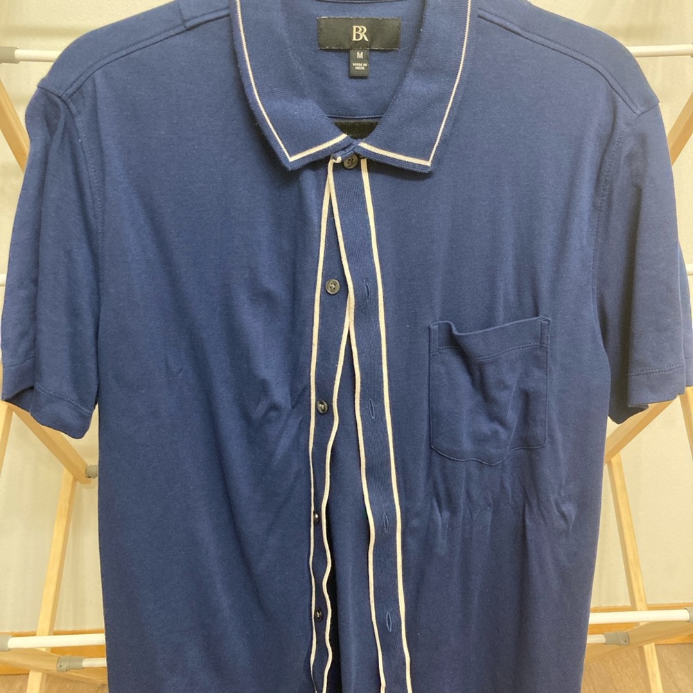 Banana Republic Men's Navy Polo with White Trim